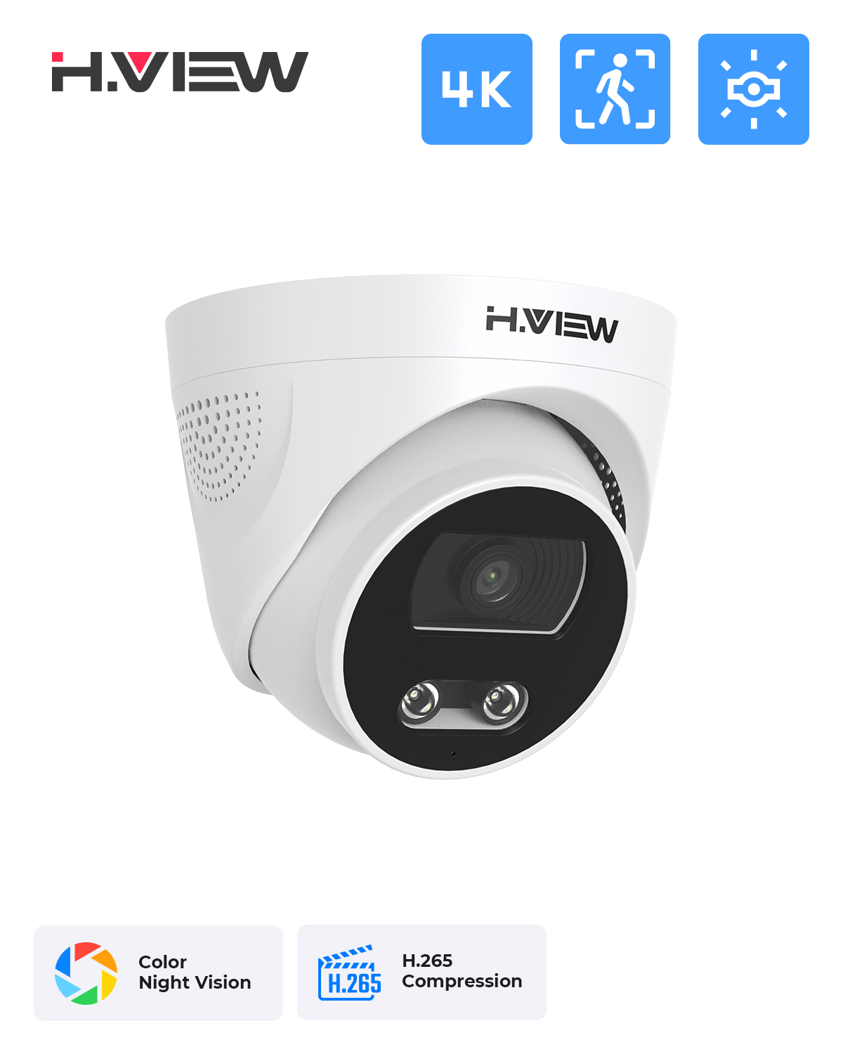 H.View 8Mp Poe Ip Camera Ai Fa - Home Security Nvr recensione e prezzo