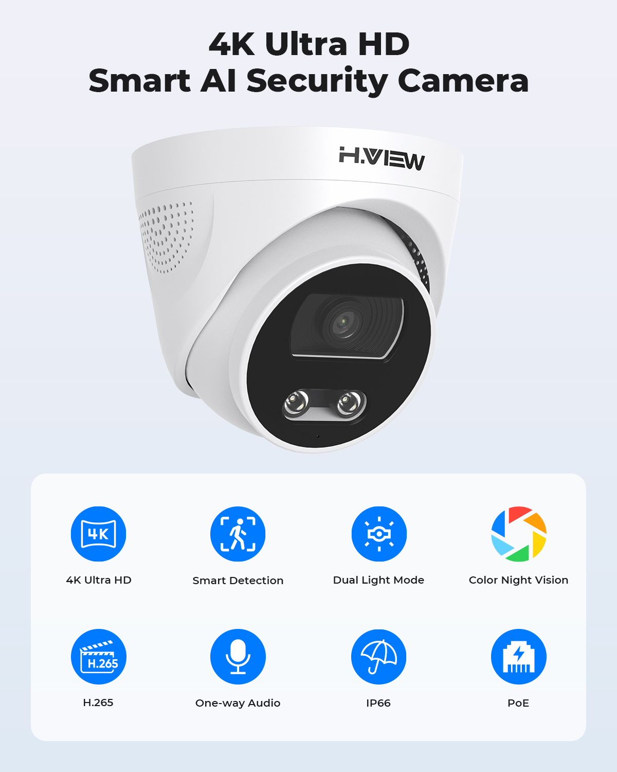 H.View 8Mp Poe Ip Camera Ai Fa - Home Security Nvr recensione e prezzo